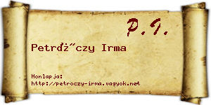 Petróczy Irma névjegykártya