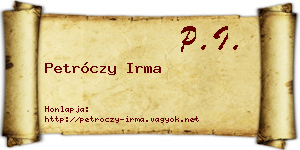 Petróczy Irma névjegykártya